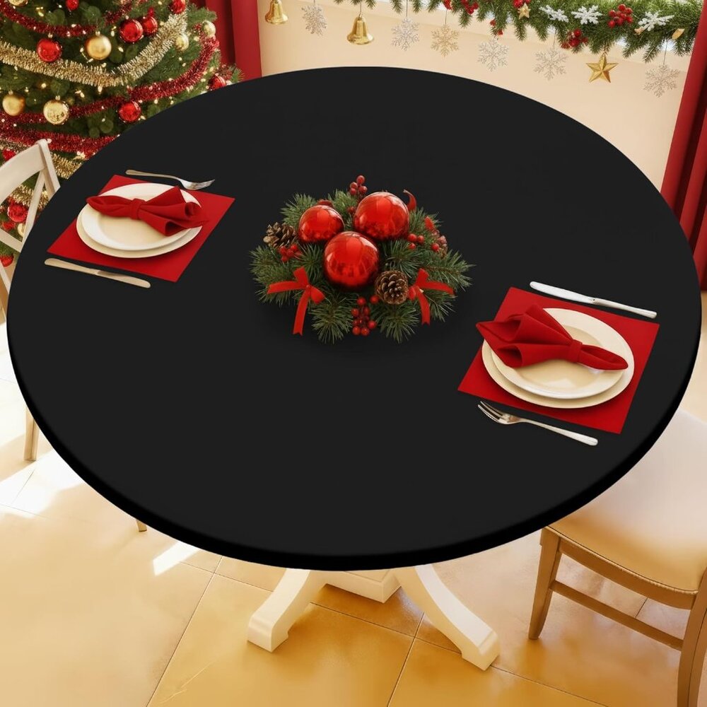 Durable Waterproof Round Spandex Tablecloth for Elegant Indoor & Outdoor Dining